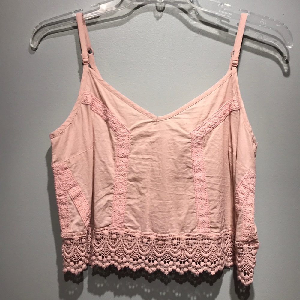 blush pink lace tank top